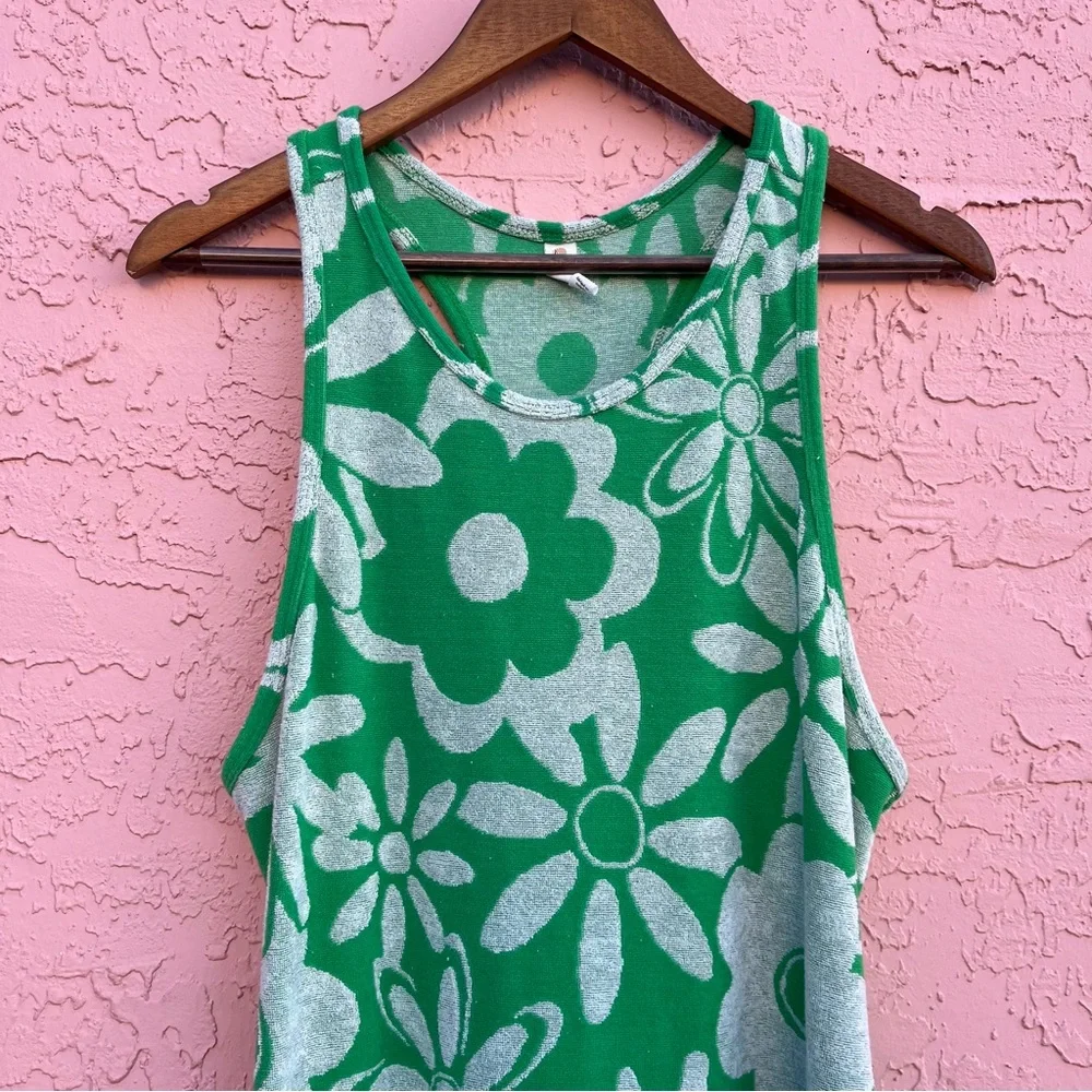 Daily Practice by Anthropologie Terry Cloth Dress Green White Size Large - Picture 3 of 7
